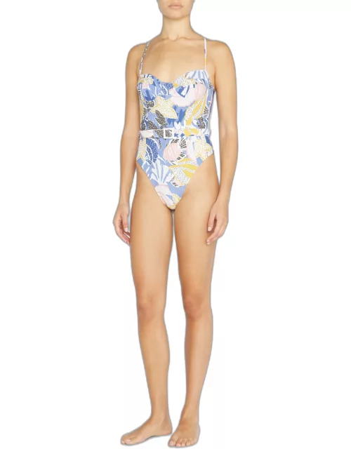 Under The Sea Belted One-Piece Swimsuit