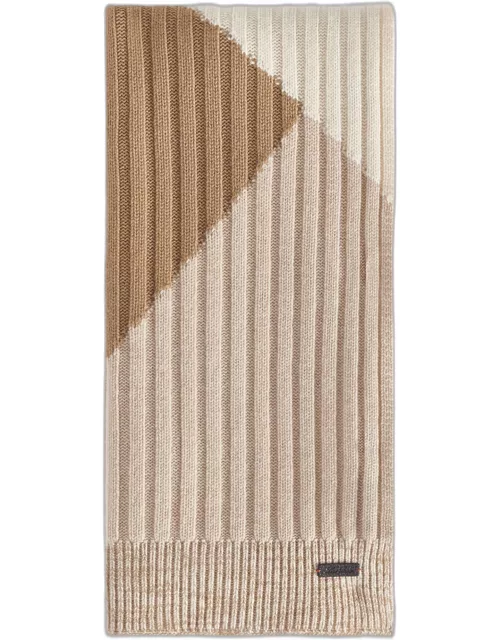 Men's Wool Rib-Knit Colorblock Scarf