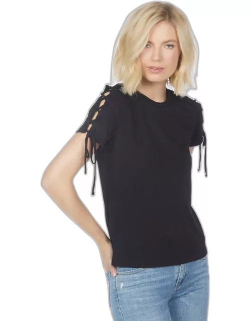 Ryland S/S Lace Up Tee - Black