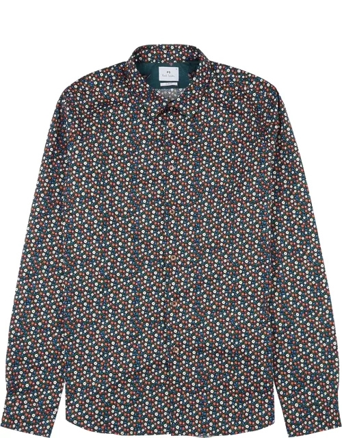 Floral-print stretch-cotton shirt