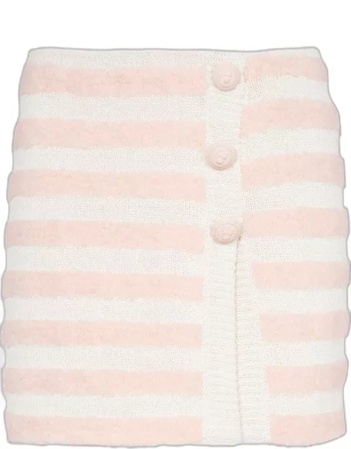 BALMAIN WOMEN Striped Knit Skirt Pink/White