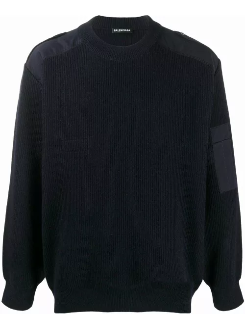 BALENCIAGA logo knitted sweatshirt navy
