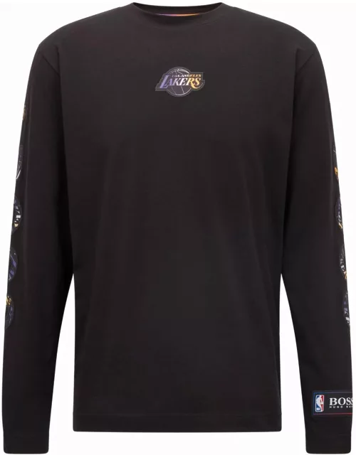 BOSS X NBA Lakers Logo Long Sleeved T-Shirt Black
