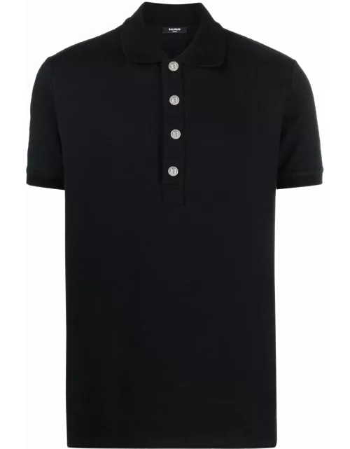 BALMAIN Embossed PB-monogram polo shirt Black