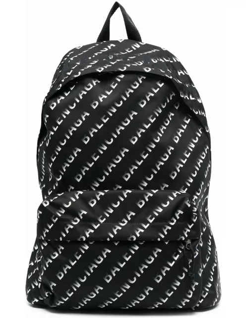 BALENCIAGA UNISEX Wheel Logo Print Backpack Black