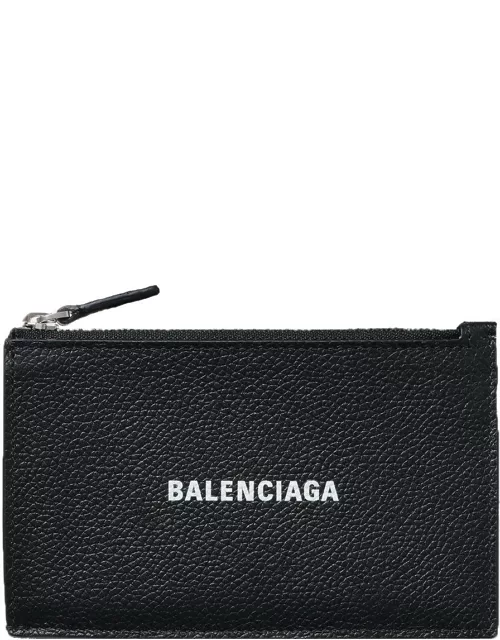 BALENCIAGA UNISEX Logo Zipped Cardholder Black