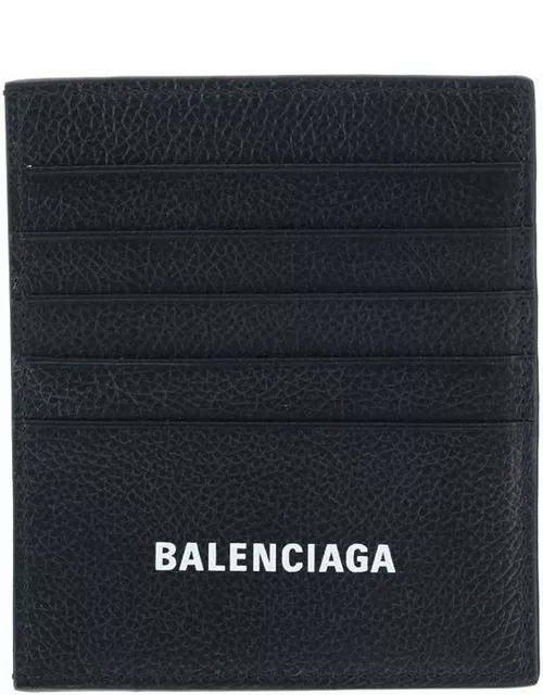 BALENCIAGA Logo Grain Card Holder Black