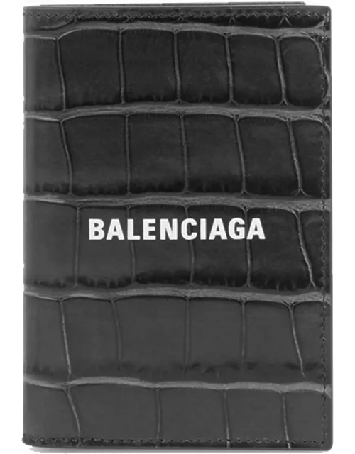 BALENCIAGA Cash Vertical Bilfolded Wallet Black