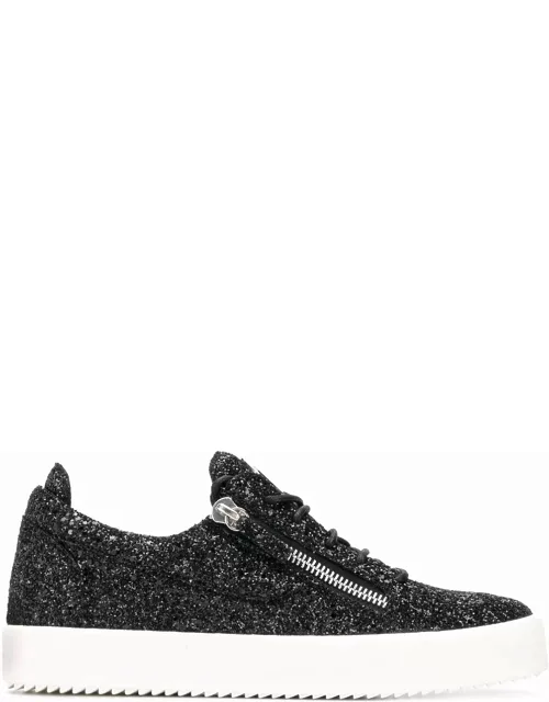 GIUSEPPE ZANOTTI glitter sneakers black/white