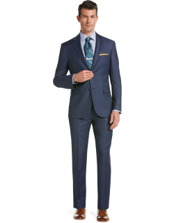 JoS. A. Bank Men's Traveler Tailored Fit Sharkskin Suit - Big & Tall, Bright Blue, 50 Regular