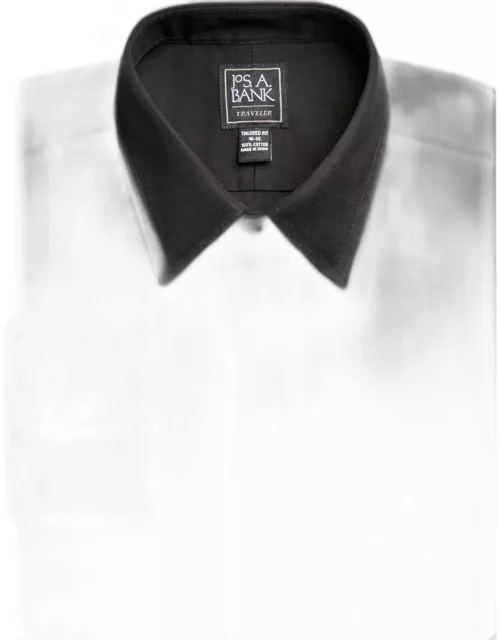 JoS. A. Bank Men's Traveler Collection Tailored Fit Point Collar Dress Shirt, Black