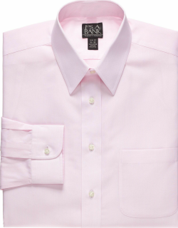 JoS. A. Bank Men's Traveler Collection Slim Fit Point Collar Thin Stripe Dress Shirt, Pink, 16x34