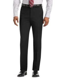 JoS. A. Bank Men's 1905 Collection Tailored Fit Flat Front Textured Suit Separate Pants, Black, 40 Long