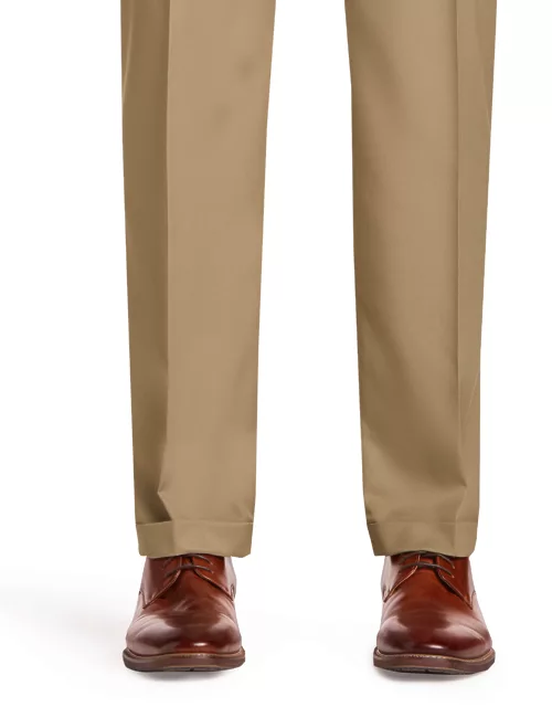 JoS. A. Bank Men's Traveler Performance Traditional Fit Pleated Front Pants, British Tan