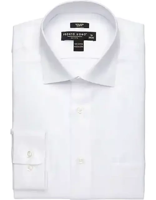 Pronto Uomo Men's Slim Fit Queen's Oxford Dress Shirt White