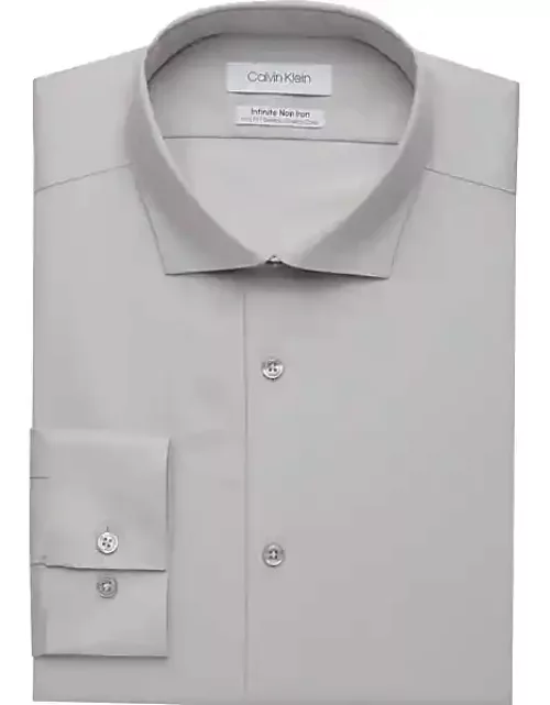 Calvin Klein Men's Infinite Non-Iron Slim Fit Stretch Collar Dress Shirt Pearl Gray