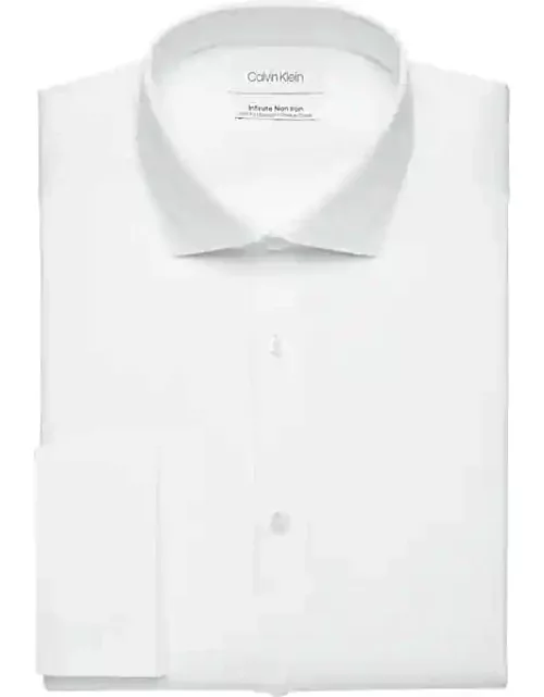 Calvin Klein Men's Infinite Non-Iron Slim Fit Stretch Collar French Cuff Dress Shirt White Solid