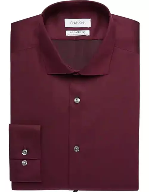 Calvin Klein Men's Infinite Slim Fit Dress Shirt Burgundy Solid