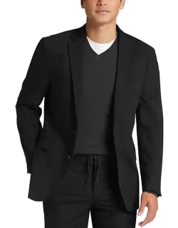 Awearness Kenneth Cole Men's Knit Slim Fit Suit Separates Coat Black