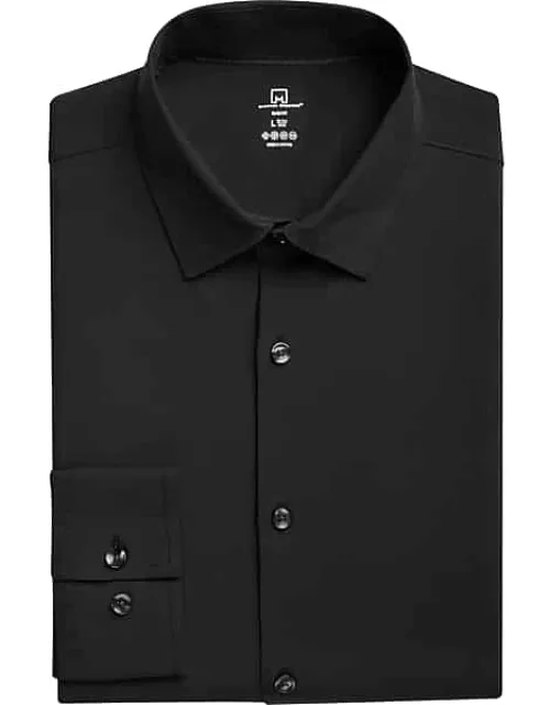 Collection by Michael Strahan Men's Michael Strahan Modern Fit Spread Collar Dress Shirt Black Solid