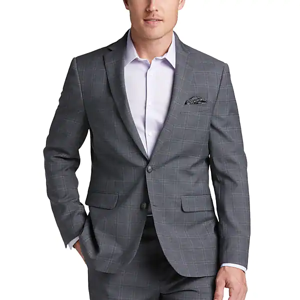 Awearness Kenneth Cole AWEAR-TECH Slim Fit Men's Suit Gray Plaid