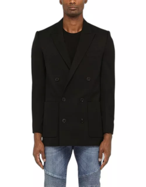 Black cotton double-breasted jacket