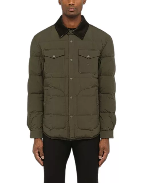 Army green quilted puffer jacket