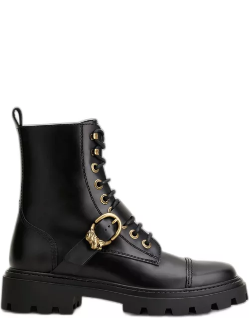 Lionshead Buckle Leather Combat Boot