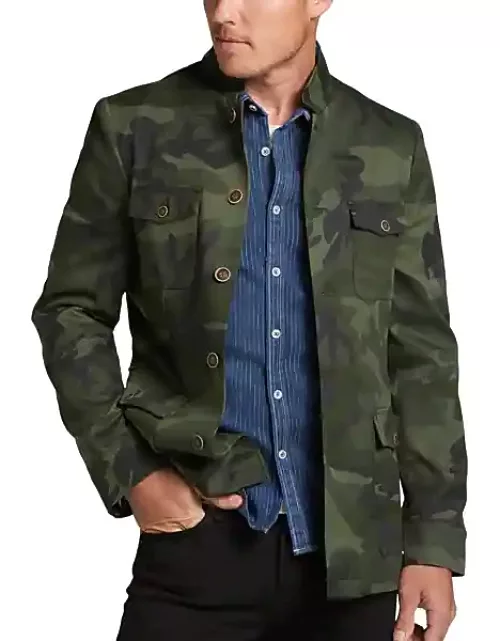 Joseph Abboud Men's Modern Fit Military Jacket Olive Green Camo