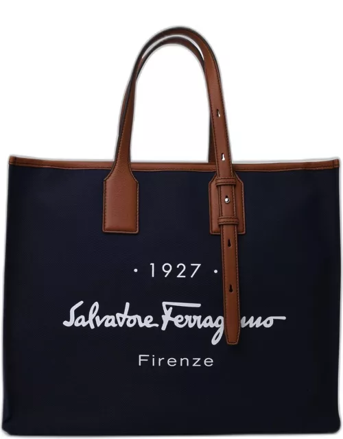 SALVATORE FERRAGAMO Blue Fabric 1927 Signature Bag