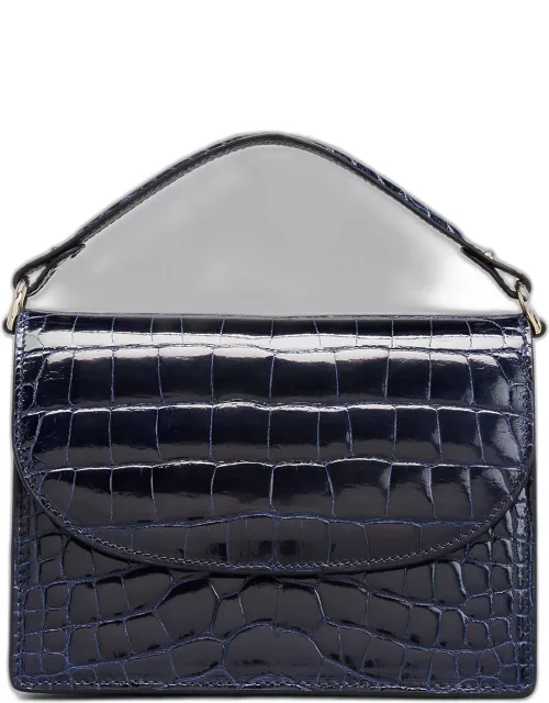 Valencia Shiny Alligator Top-Handle Crossbody Bag