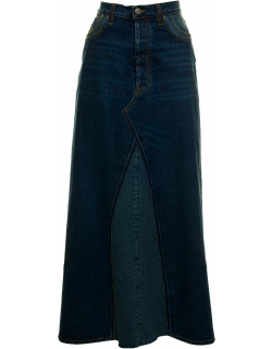 Maison Margiela Womans Blue Denim Long Skirt