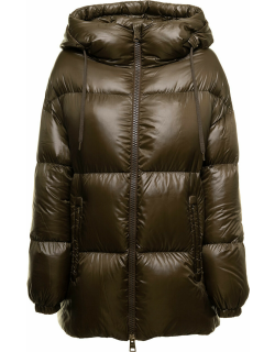 Olive Green Down Jacket In Ultraligh Tweight Padded And Quilted Nylon Herno Donna