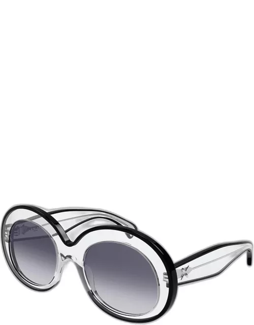Clear Contrasting Round Acetate Sunglasse