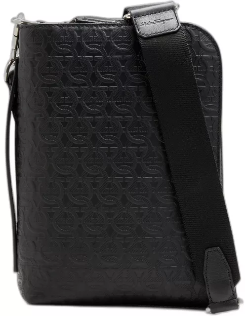 Men's Travel Gancini-Embossed Leather Shoulder Bag