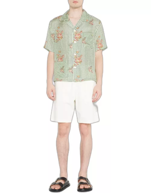 Men's Floral Grid Camp Shirt
