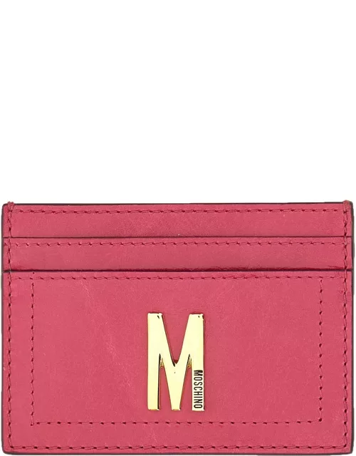 moschino card holder with gold plaque