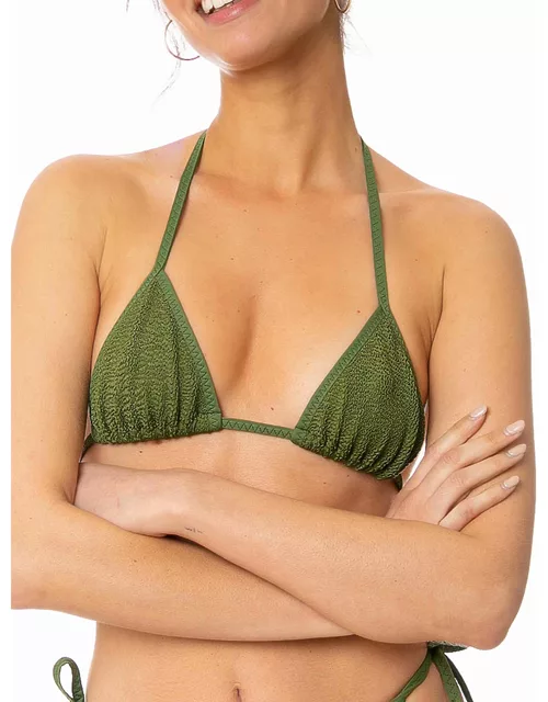 MC2 Saint Barth Woman Forest Green Crinkle Triangle Top Swimsuit