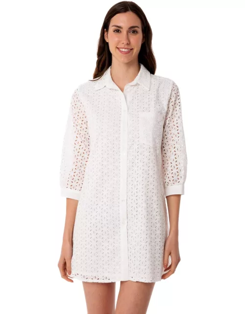 MC2 Saint Barth White Woman Long Shirt With Embrodery
