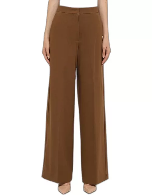 Tan-coloured jersey palazzo trouser