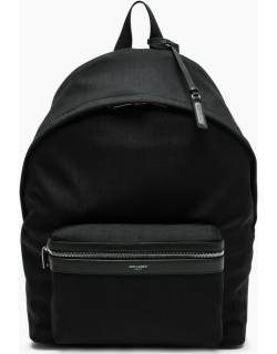 Black leather-trim City backpack