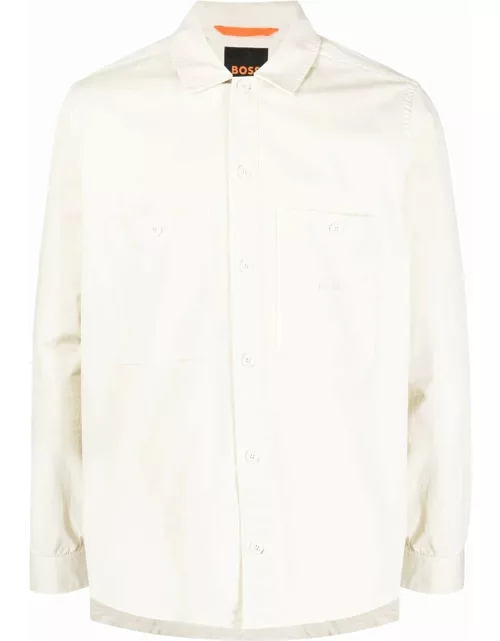 BOSS Embroidered-logo pocket shirt White
