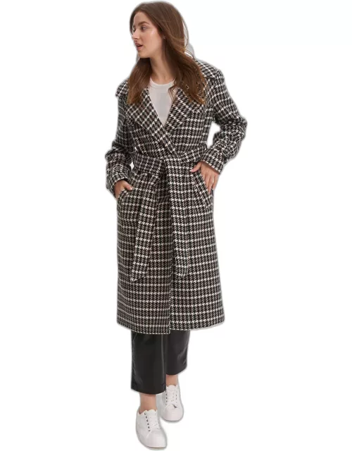 Francie Women&#39;s Self Belted Plaid Trench Coat