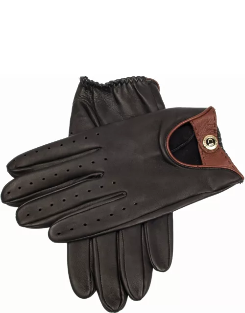 Dents Men'S Heritage Unlined Leather Driving Gloves With Contrast Strap In Black/english Tan