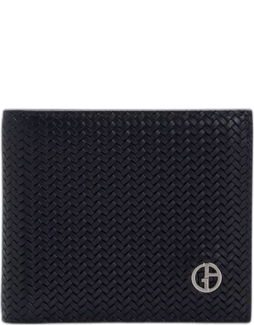 Men's Woven Leather Bifold Wallet