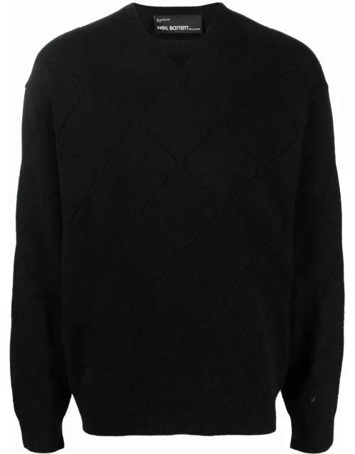 Black diamond-pattern jumper