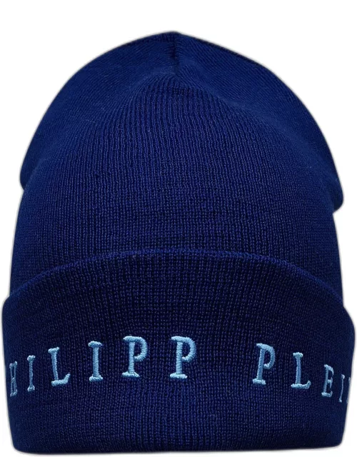 PHILIPP PLEIN Wool Blend Blue Beanie
