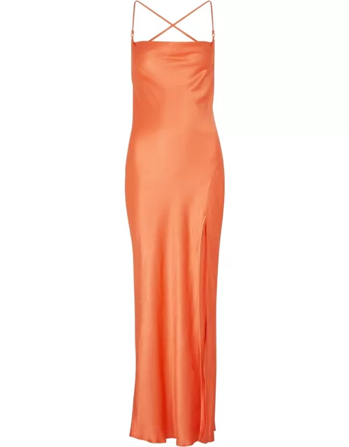 Bec & Bridge Annika Orange Hammered Satin Maxi Dress