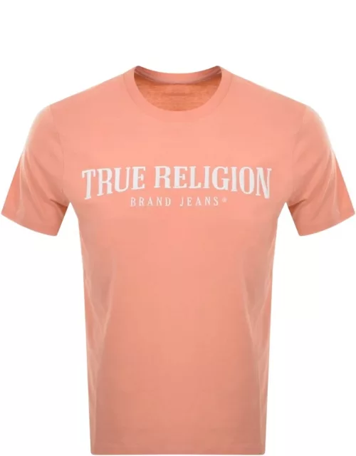 True Religion Arch Logo T Shirt Pink