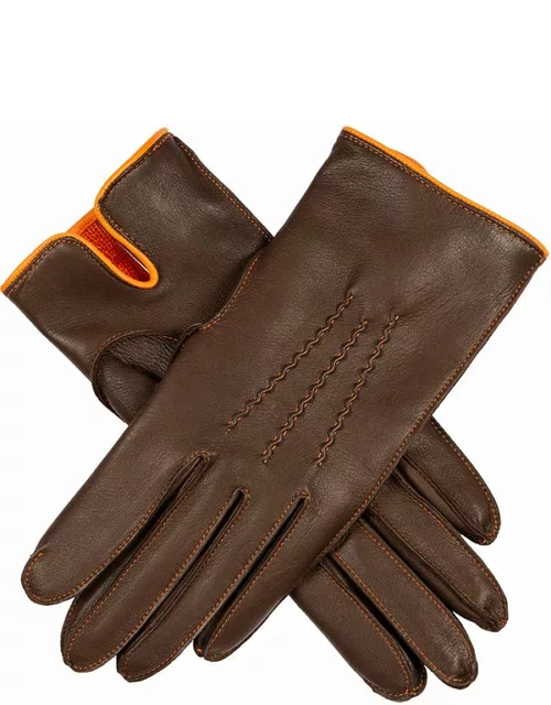 Dents Women's Cashmere Lined Leather Gloves In Mocca/tangerine/saffron